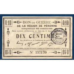 Bon guerre Région Péronne 10 centimes, TTB-, 2.9.1915 Pirot 80-411 Billet