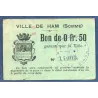 Bon ville Ham 50 centimes, TB, ND Pirot 80-236 Billet