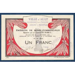 Bon ville Ault 1 franc, Spl, 15.9.1914 Pirot 80-05 Billet