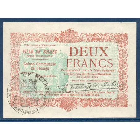 Bon ville Bolbec 2 francs, Sup, 1916 Pirot 76-14 Billet