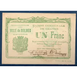 Bon ville Bolbec 1 franc, Sup, 1917 Pirot 76-17 Billet