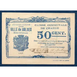 Bon ville Bolbec 50 centimes, Sup, 1917 Pirot 76-16 Billet