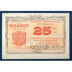 Bon ville Bolbec 25 centimes, Sup, 1918 Pirot 76-19 Billet