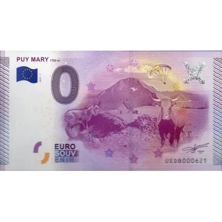 Billet souvenir Puy Mary 0 euro touristique 2015