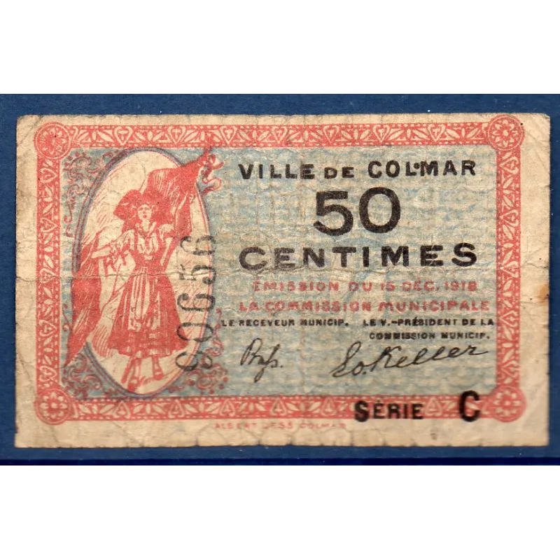 Bon ville Colmar 50 centimes, B, 15.12.1918 Pirot 68-88 Billet Bon ville Colmar 50 centimes, B, 15.12.1918 Pirot 68-88 Billet