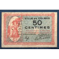 Bon ville Colmar 50 centimes, TB-, 15.12.1918 Pirot 68-84 Billet