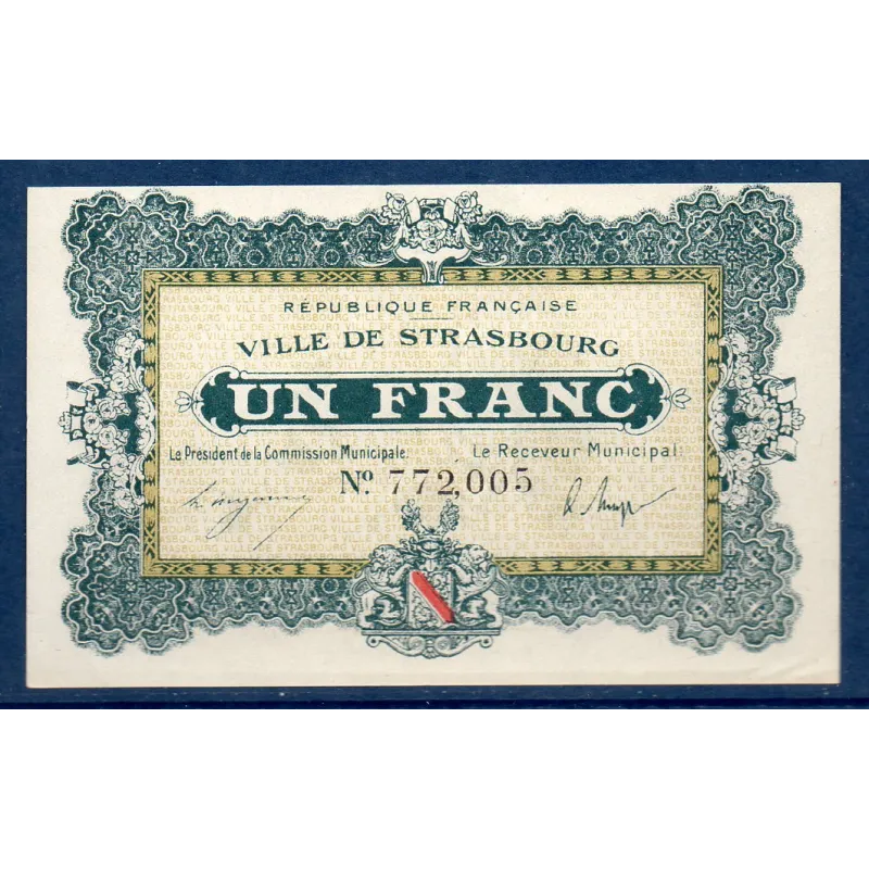 Bon ville de Strasbourg 1 franc, Spl, 11.11.1918 Pirot 133-4 Billet Bon ville de Strasbourg 1 franc, Spl, 11.11.1918 Pirot 133-4 Billet