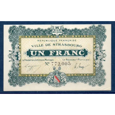 Bon ville de Strasbourg 1 franc, Spl, 11.11.1918 Pirot 133-4 Billet