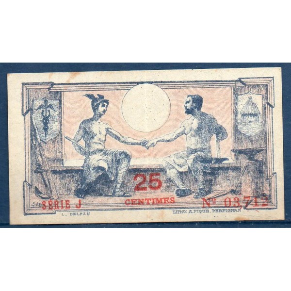 Bon Pyrénées-Orientales 25 centimes, TTB-, 1.6.1919 Pirot 66-72 Billet