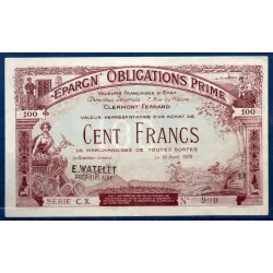 Clermont-Ferrand 100 francs, Sup-, 15.4.1928 Billet d'épargne obligation prime