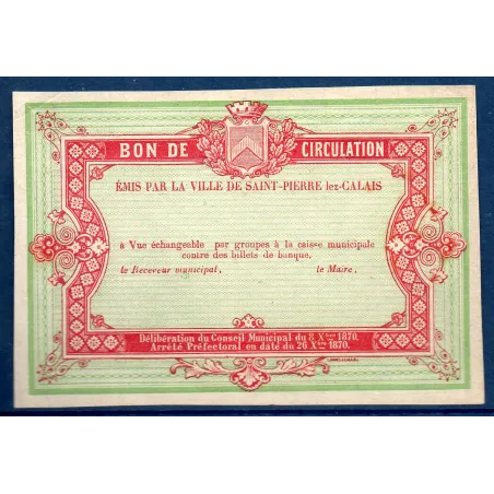 Bon de circulation Saint-Pierre lez-Calais non émis, TTB, 8.10.1870 Billet