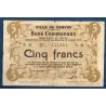 Bon ville Carvin 5 francs, B, 15.1.1915 Pirot 62-243 Billet