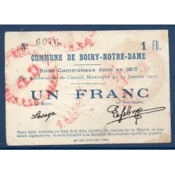 Bon ville Boiry-Notre-Dame 1 franc, TTB, 31.1.1915 Pirot 62-12 Billet