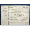 Bon ville Arras 1 franc, B, 29.8.1914 Pirot 62-12 Billet