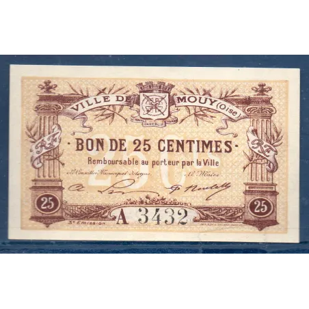 Bon ville Mouy 25 centimes, Neuf, 18.9.1915 Pirot 60-51 Billet