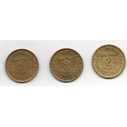 Lot de 3 bon pour 2 francs Commerce et industrie 1921-1923