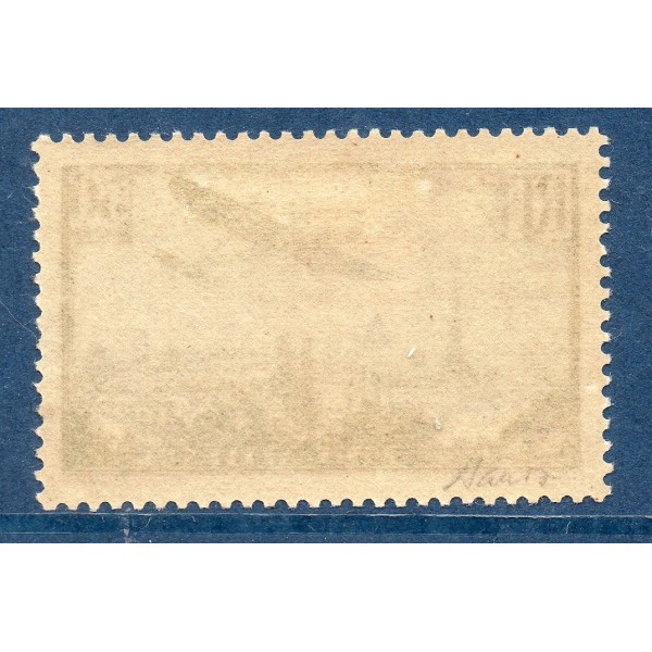 Timbre France Poste Aérienne Yvert 14 avion survolant Paris 50f vert-jaune neuf * avec charnière