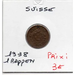 Suisse 1 rappen 1938 TTB, KM.3 Bronze