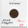 Suisse 1 rappen 1938 TTB, KM.3 Bronze