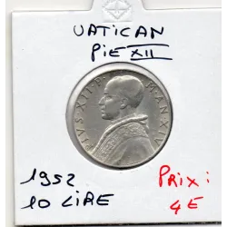 Vatican Pie ou Pivs XII 10 lire 1952 Sup, KM.52 Prudence