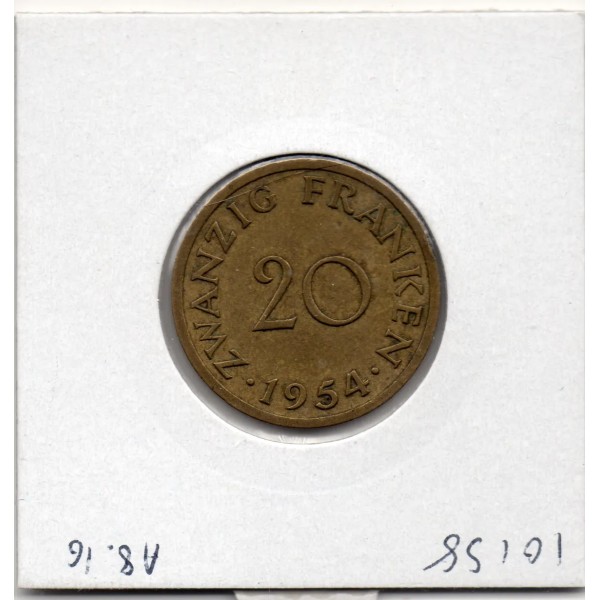 Sarre Saar, 20 franken 1954 Sup- Gad.2