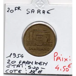 Sarre Saar, 20 franken 1954 Sup- Gad.2