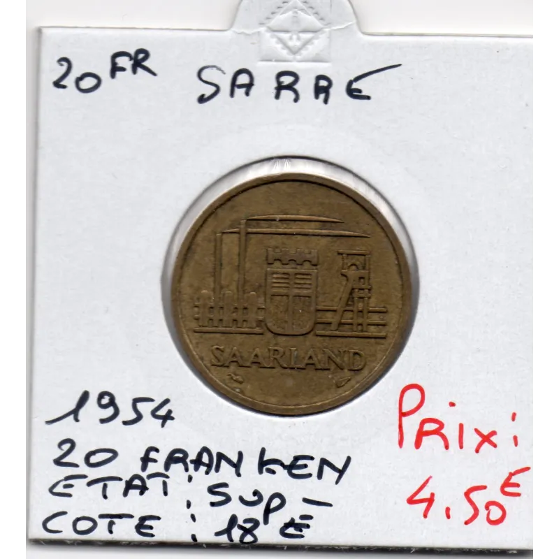 Sarre Saar, 20 franken 1954 Sup- Gad.2 Sarre Saar, 20 franken 1954 Sup- Gad.2