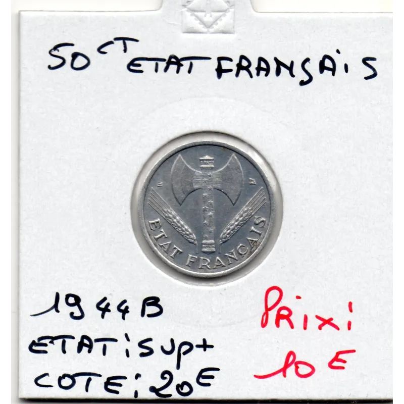 50 centimes Francisque Bazor 1944 B Beaumont Sup+ 50 centimes Francisque Bazor 1944 B Beaumont Sup+