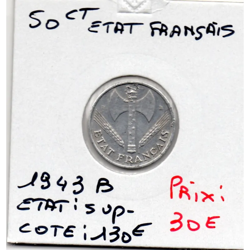50 centimes Francisque Bazor 1943 B Beaumont Sup- 50 centimes Francisque Bazor 1943 B Beaumont Sup-