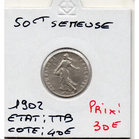 50 centimes Semeuse Argent 1902 TTB