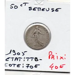 50 centimes Semeuse Argent 1905 TTB-