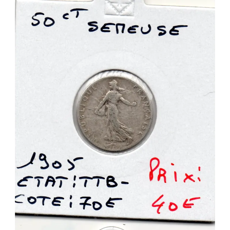 50 centimes Semeuse Argent 1905 TTB- 50 centimes Semeuse Argent 1905 TTB-