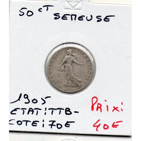50 centimes Semeuse Argent 1905 TTB-