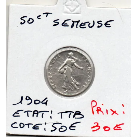 50 centimes Semeuse Argent 1904 TTB