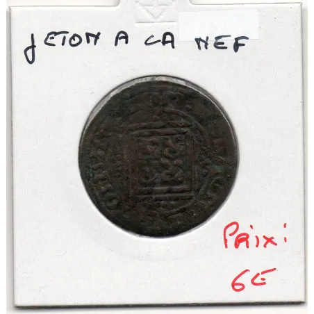 Jeton de nuremberg de compte à la nef laiton, 16eme siecle