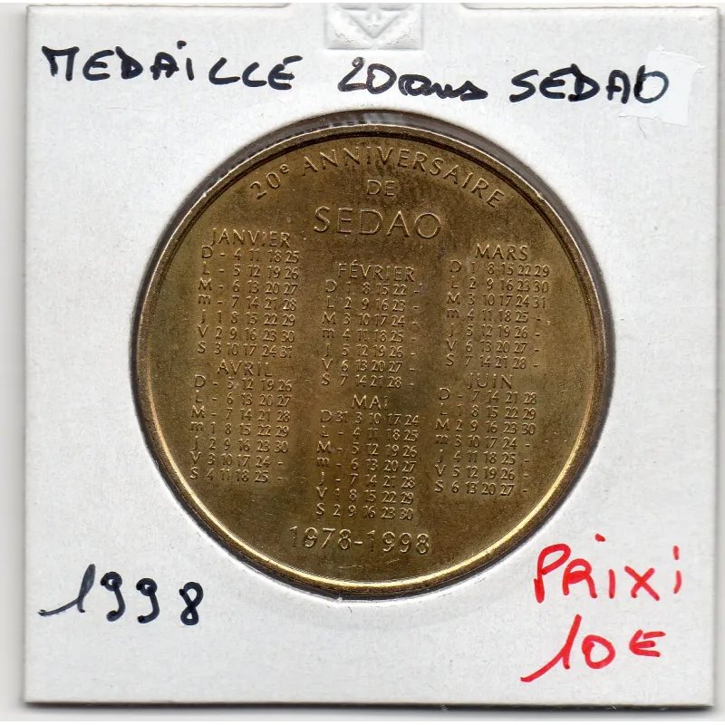 Medaille 20 ans SEDAO Sup 1998 Medaille 20 ans SEDAO Sup 1998