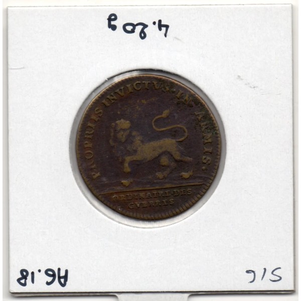 Jeton Louis XIV, ordinaire des guerres, ND TTB feuardent 474