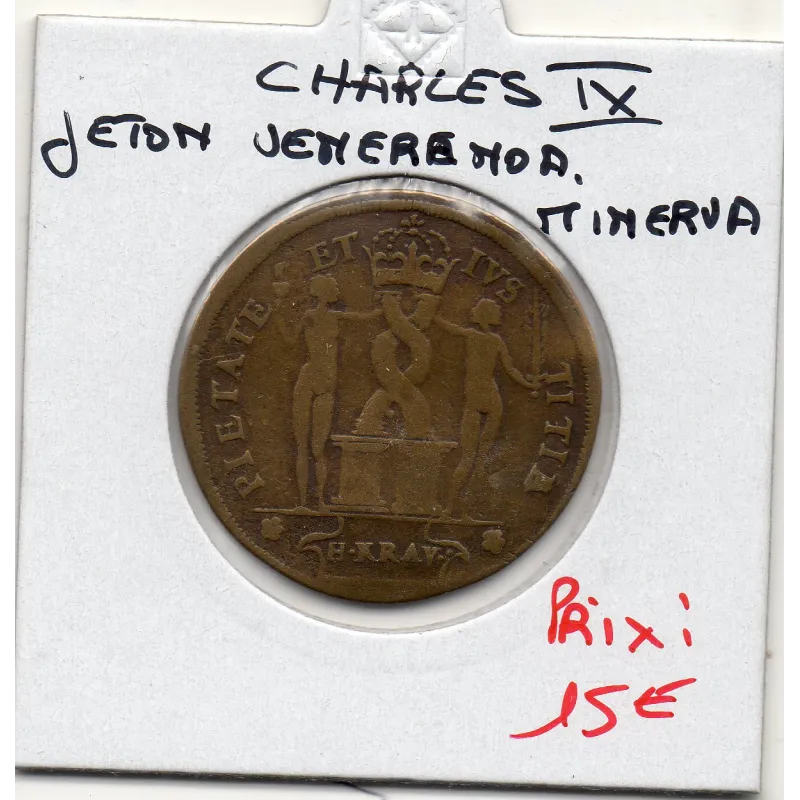 Jeton Charles IX Veneranda Minerva, ND TB Feuardent 11732
