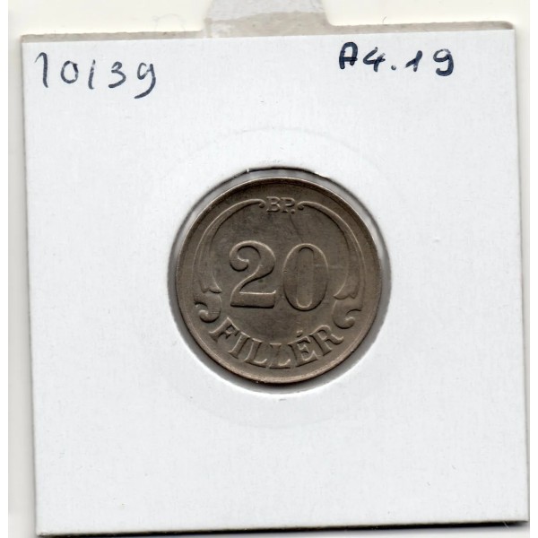 Hongrie 20 Filler 1926 Sup+, KM.508 fond rayonnant