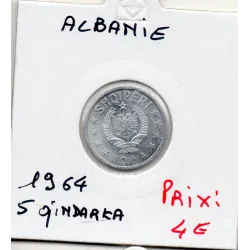 Albanie 5 qindarka 1964 Spl, KM.39