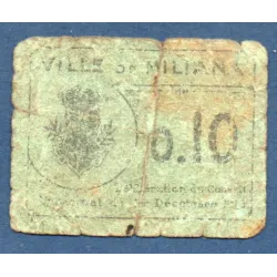 Bon ville Miliana (Algérie) 10 centimes, AB, 14.12.1916 Pirot Miliana-2 Billet