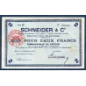 Bon Schneider & Cie Le Creusot 2 francs, TTB-, 15.9.1914 Pirot 71-08 Billet