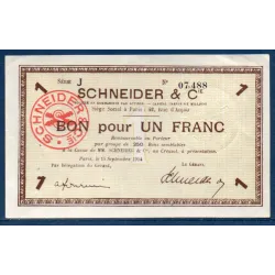 Bon Schneider & Cie Le Creusot 1 franc, TTB, 15.9.1914 Pirot 71-05 Billet