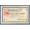 Bon Schneider & Cie Le Creusot 1 franc, TTB, 15.9.1914 Pirot 71-05 Billet