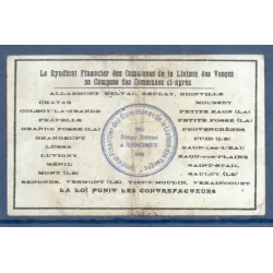 Bon ville Senones 50 centimes, TB, 14.8.1916 Pirot 88-72 Billet