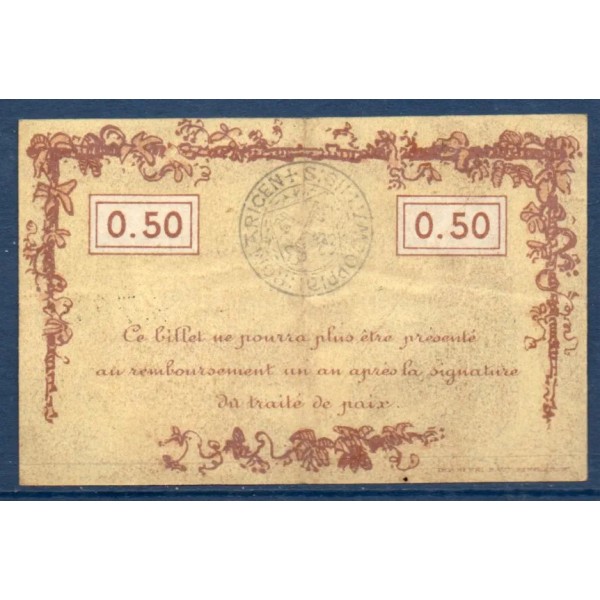 Bon ville Remiremont 50 centimes, TTB, 7.10.1916 Pirot 88-67 Billet