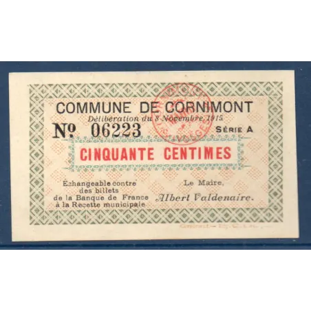 Bon ville Cornimont 50 centimes, Neuf, 8.11.1915 Pirot 88-11 Billet