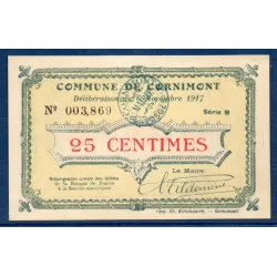 Bon ville Cornimont 25 centimes, Sup, 6.11.1917 Pirot 88-20 Billet