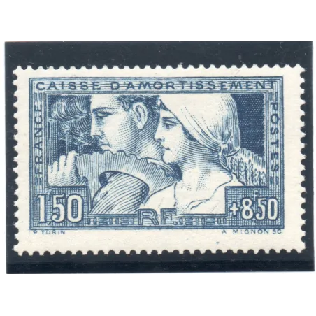Timbre France Yvert No 252 Le travail type I neuf ** signé Roumet
