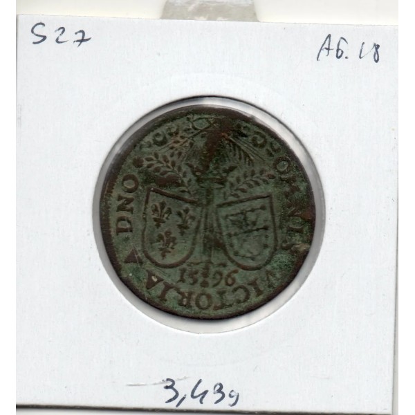 Jeton Henri IV, OMNIS VICTORIA ADNO, 1596 TB feudardent 11860